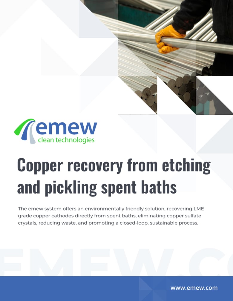 Copper recovery from etching and pickling spent baths brochure