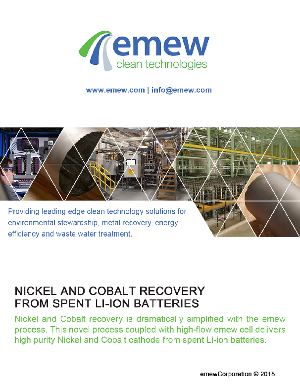 Nickel/Cobalt  Recovery from Spent Li-ion Batteries Brochure 