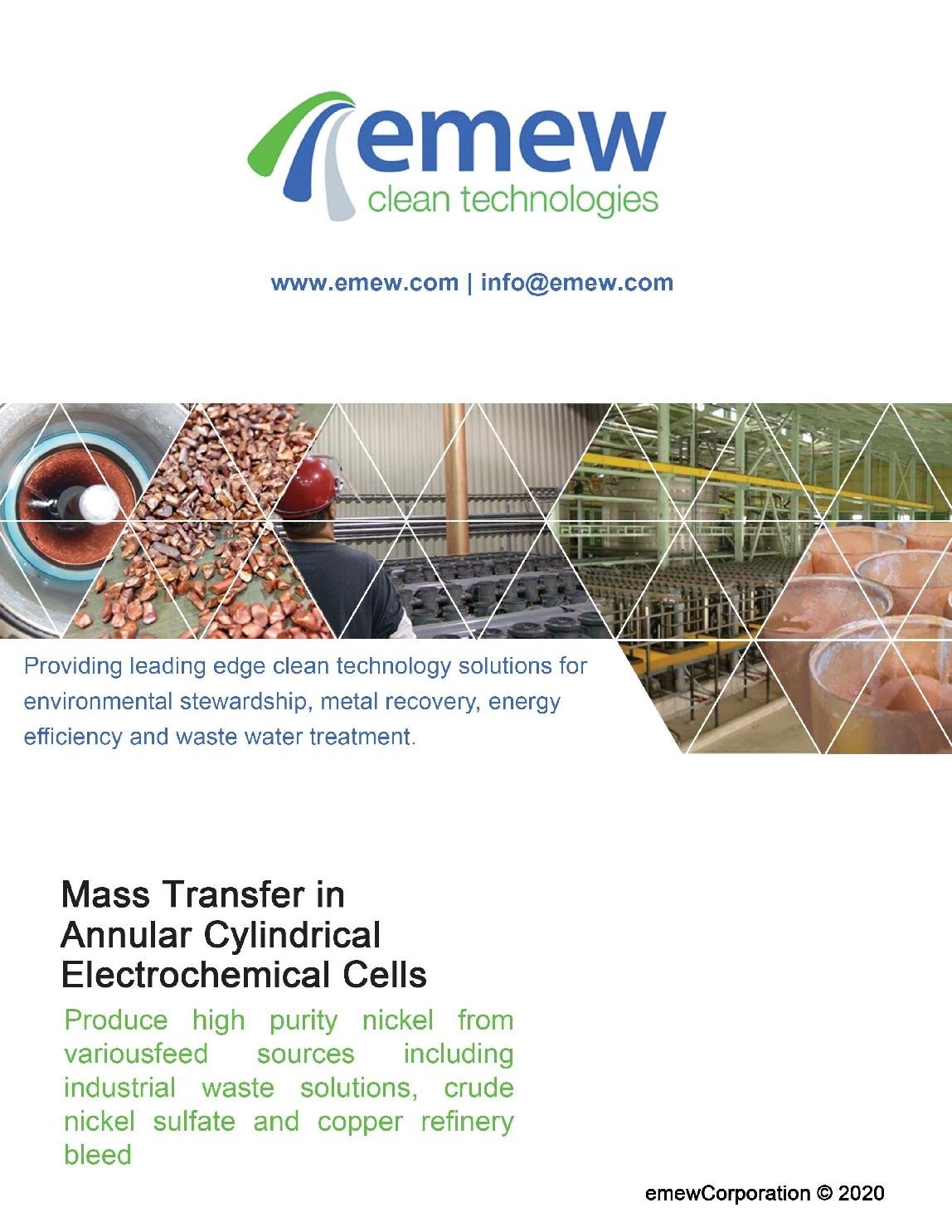 Mass Transfer in Annular Cylindrical Electrochemical Cells