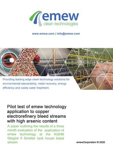 Pilot test of emew technology application to copper electrorefinery bleed streams with high arsenic content